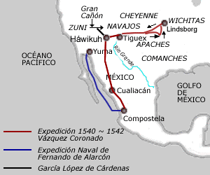 #EspañaEnLaHistoria.   9 de Mayo de 1540. Sale de Acapulco hacia el río Colorado Fernando de Alarcón