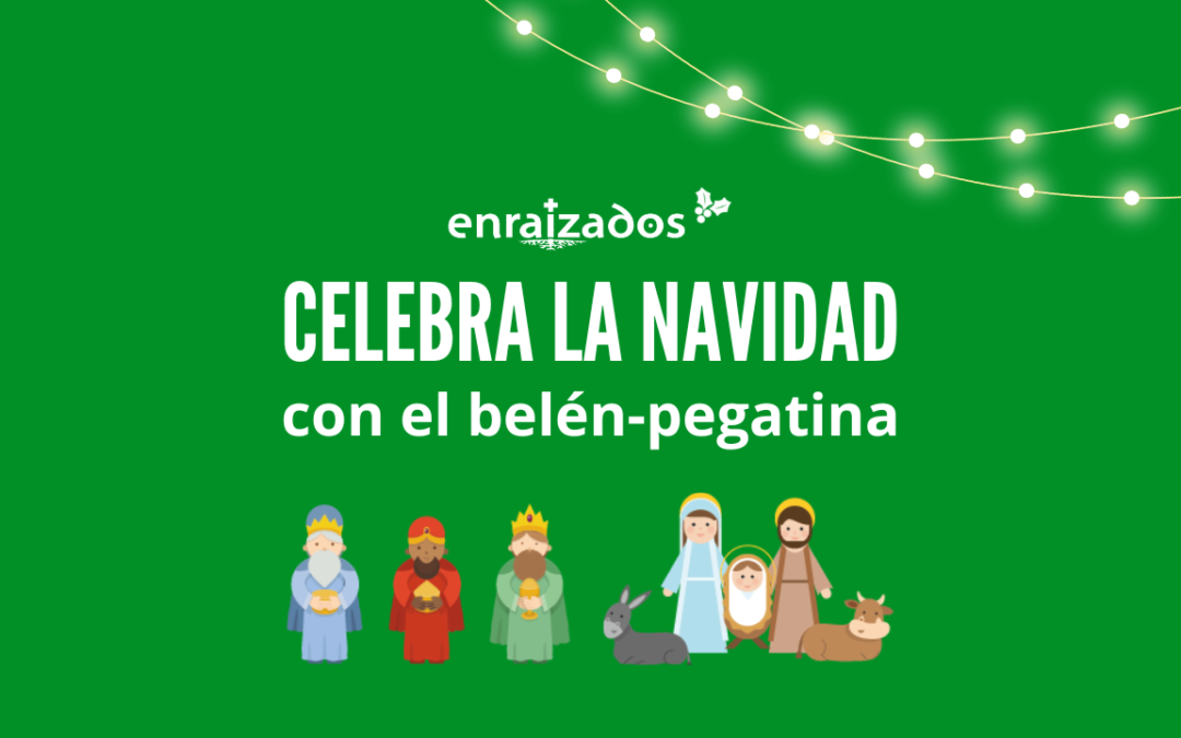 Celebra la Navidad con el belén-pegatina